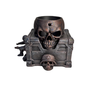 Porta Canetas Container Skull Metalizado