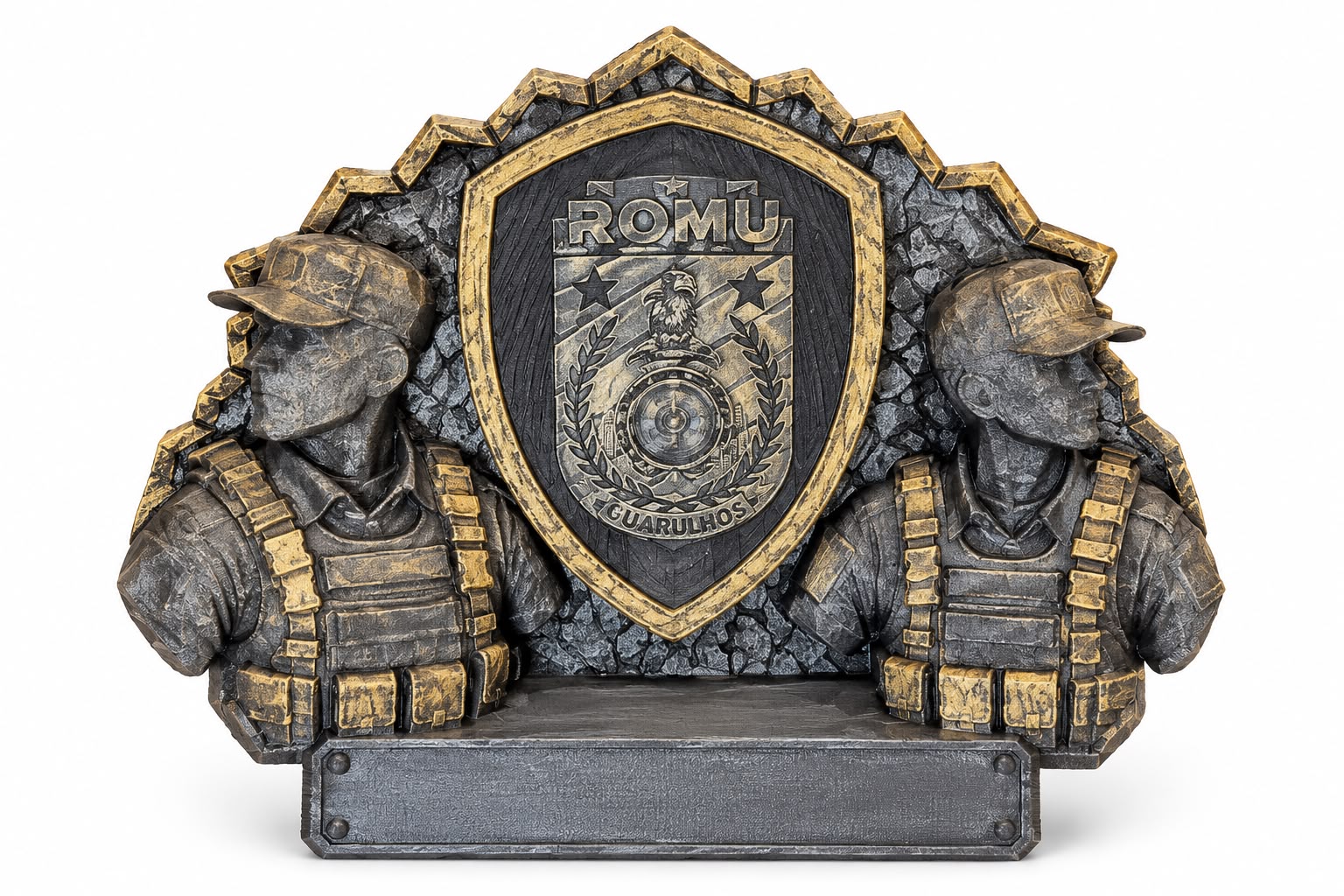 Placa Decorativa ROMU GCM Personalizada com Nome e Brasão