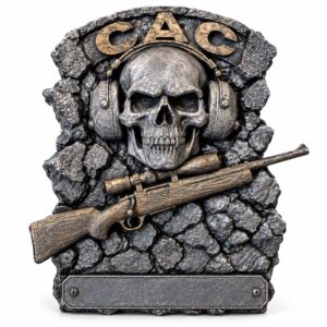 Placa Decorativa CAC Caveira Tiro Esportivo Personalizada